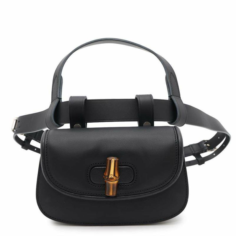 グッチ ボディバッグ バンブー 1947 ミニ ベルトバッグ レザー 681137 GUCCI ウエストバッグ ハンドバッグ 黒