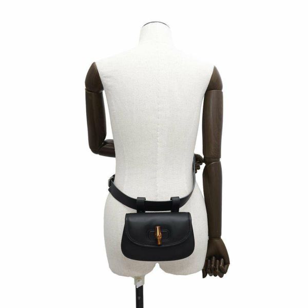 グッチ ボディバッグ バンブー 1947 ミニ ベルトバッグ レザー 681137 GUCCI ウエストバッグ ハンドバッグ 黒