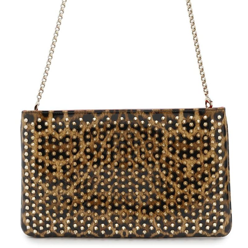 クリスチャン・ルブタン クラッチバッグ ルビポッシュ レオパード スパイクスタッズ 1165014  2wayチェーンショルダーバッグ