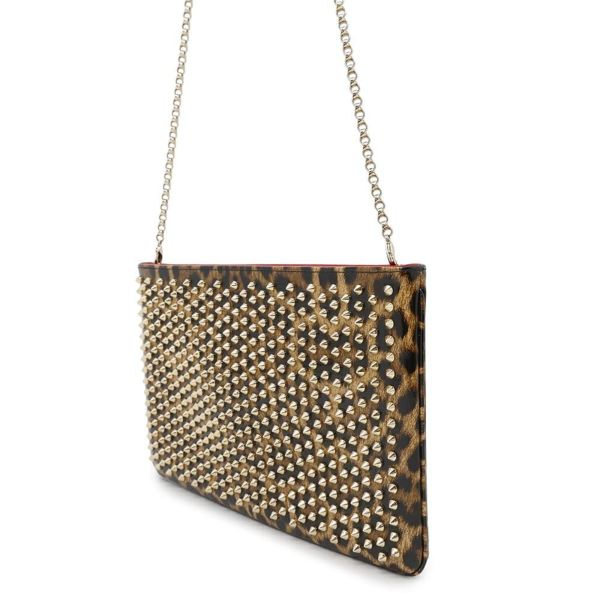 クリスチャン・ルブタン クラッチバッグ ルビポッシュ レオパード スパイクスタッズ 1165014  2wayチェーンショルダーバッグ