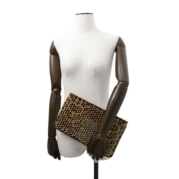 クリスチャン・ルブタン クラッチバッグ ルビポッシュ レオパード スパイクスタッズ 1165014  2wayチェーンショルダーバッグ