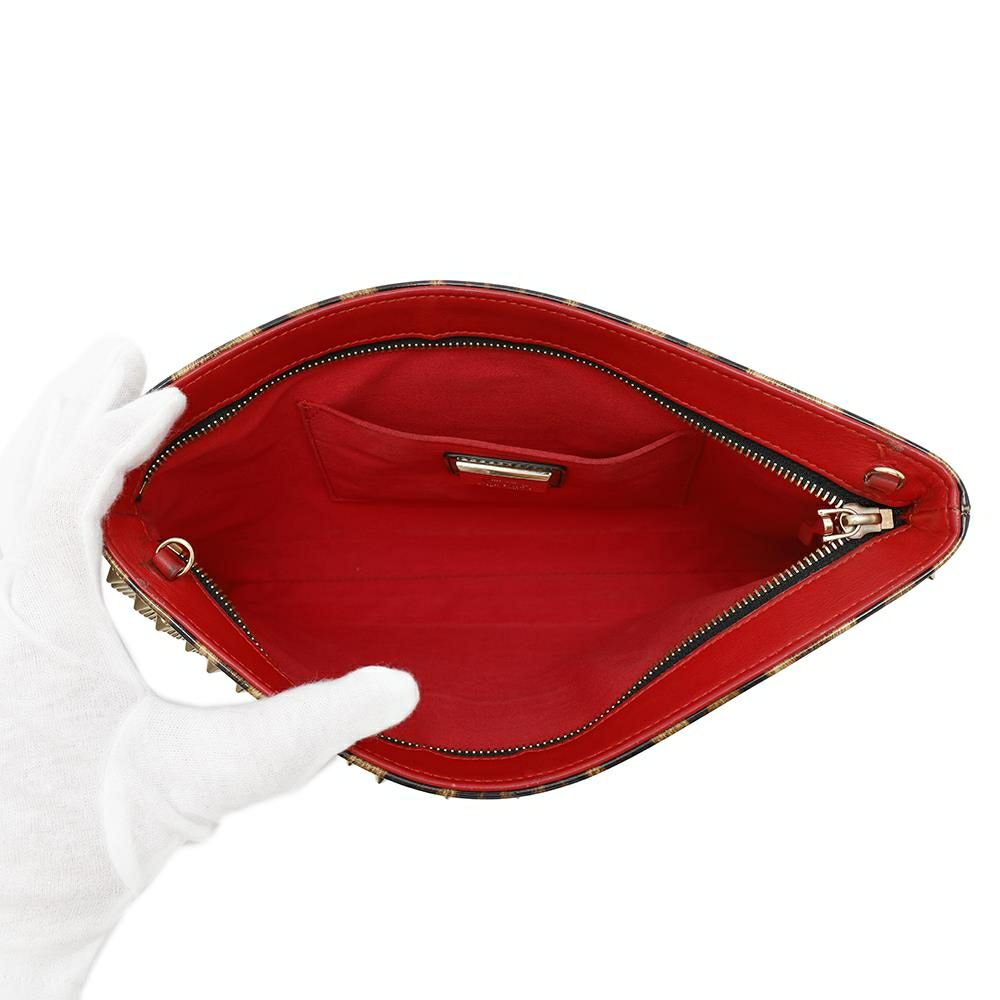 クリスチャン・ルブタン クラッチバッグ ルビポッシュ レオパード スパイクスタッズ 1165014  2wayチェーンショルダーバッグ