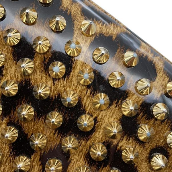 クリスチャン・ルブタン クラッチバッグ ルビポッシュ レオパード スパイクスタッズ 1165014  2wayチェーンショルダーバッグ