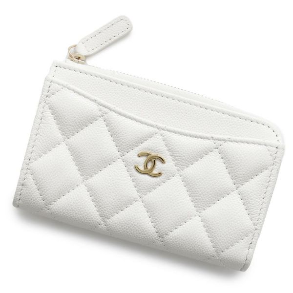 シャネル コインケース マトラッセ ココマーク キャビアスキン AP3179 CHANEL フラグメント カードケース 白