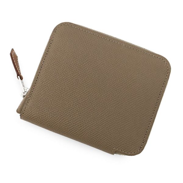 エルメス コインケース アザップコンパクト シルクイン エトゥープ/シルバー金具 エプソン W刻印