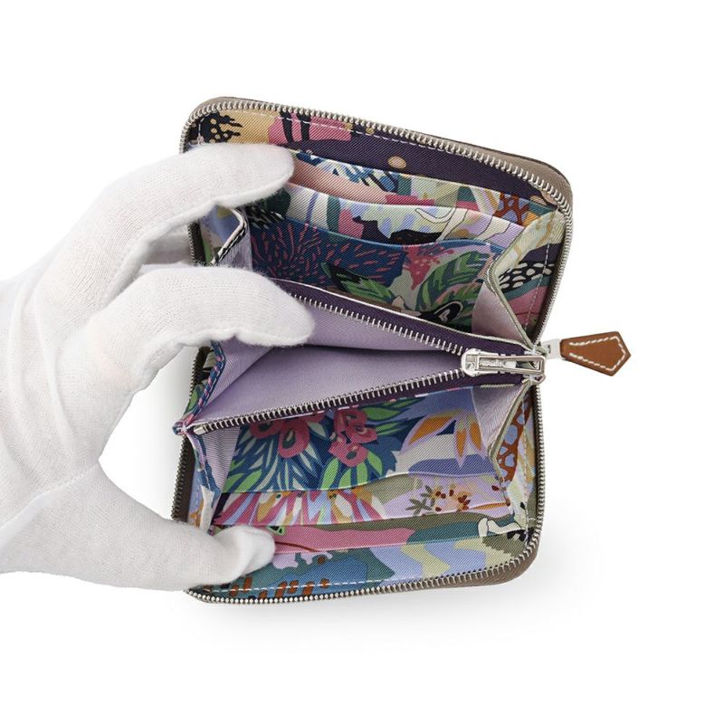 エルメス コインケース アザップコンパクト シルクイン エトゥープ/シルバー金具 エプソン W刻印