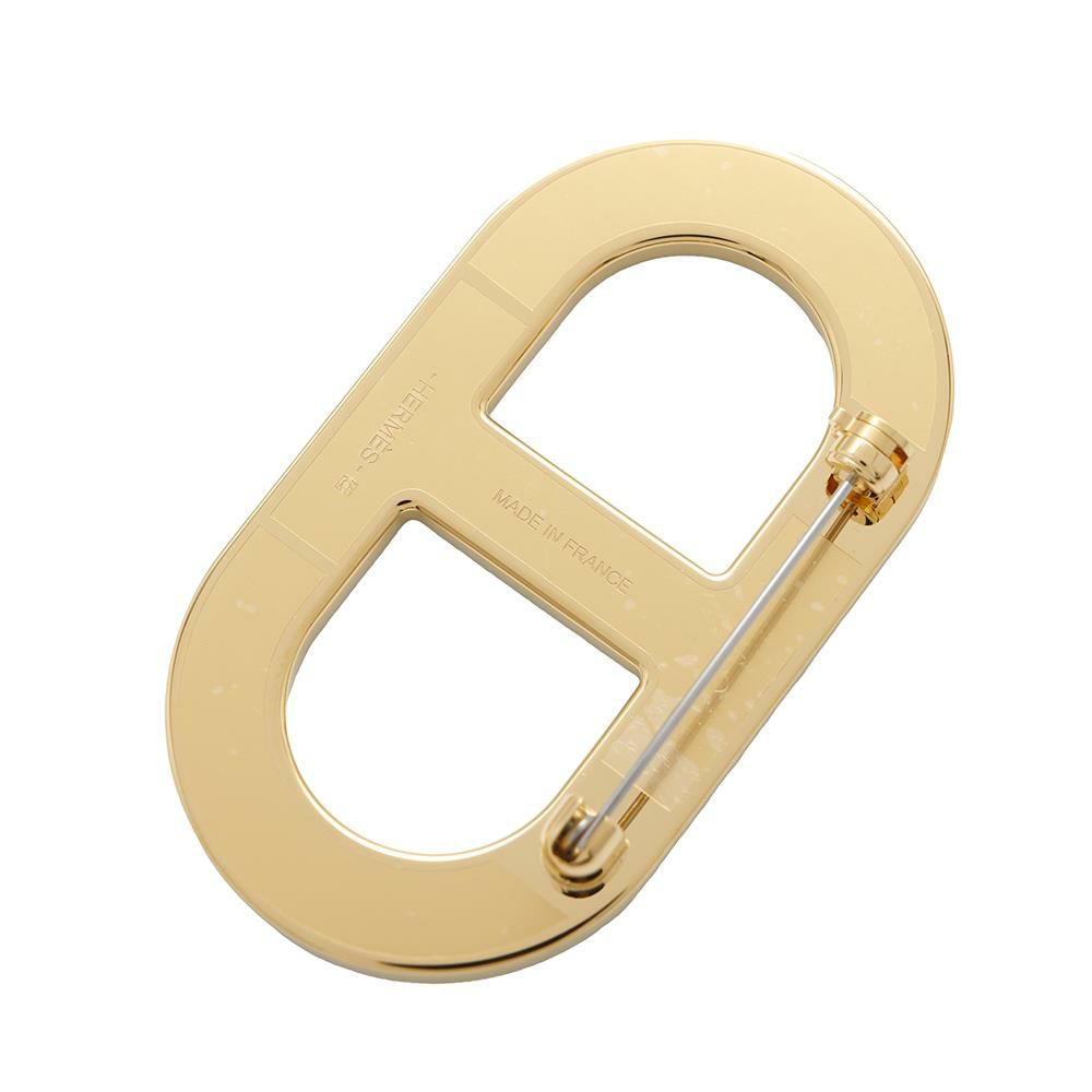 エルメス ブローチ シェーヌダンクル ゴールド/ゴールド金具 エプソン HERMES アクセサリー