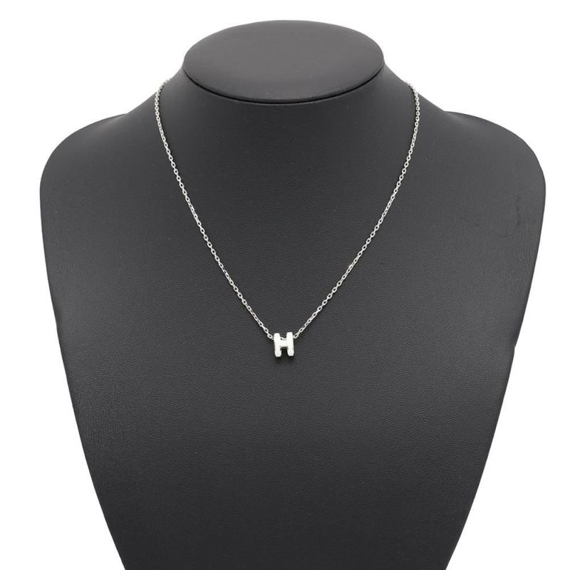 エルメス ネックレス ポップアッシュ ホワイト/シルバー金具 HERMES Pop H アクセサリー ポップH 白