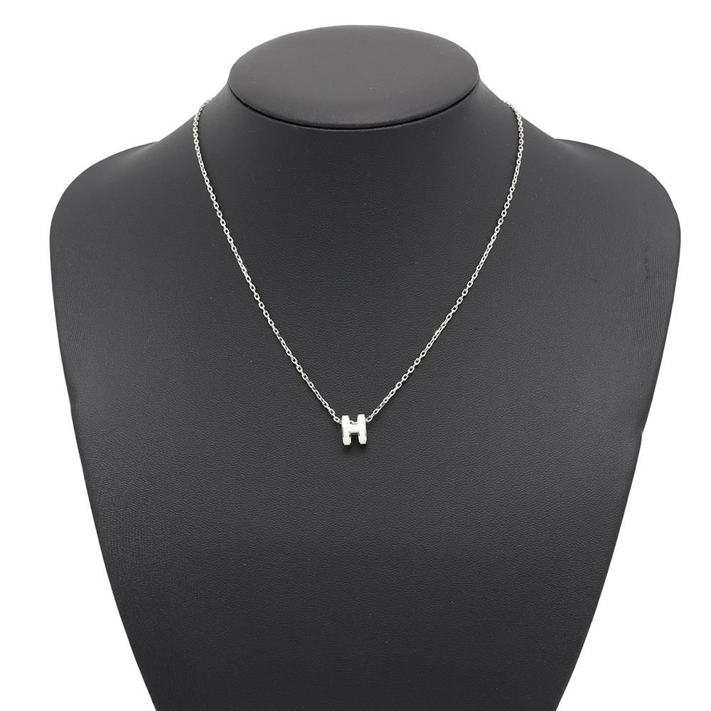 エルメス ネックレス ポップアッシュ ホワイト/シルバー金具 HERMES Pop H アクセサリー ポップH 白