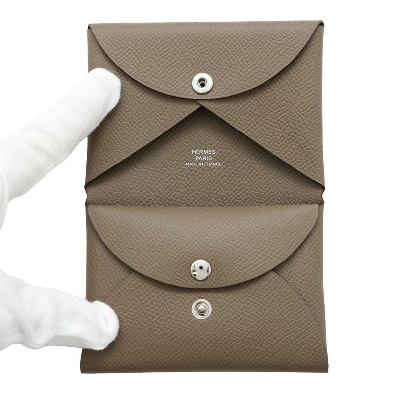 エルメス コインケース カルヴィ デュオ エトゥープ/シルバー金具 エプソン W刻印 財布