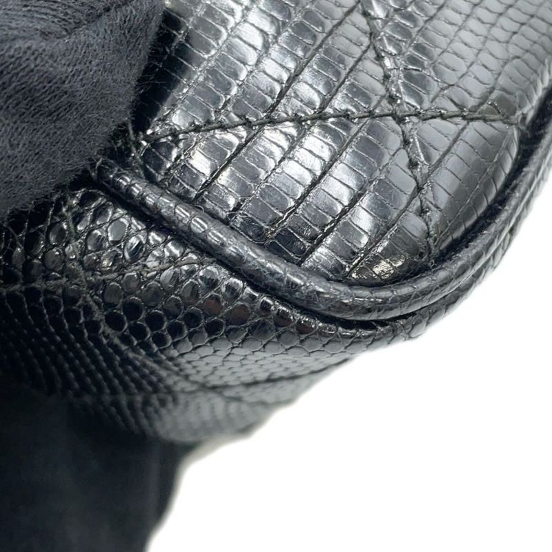 シャネル チェーンショルダーバッグ マトラッセ ココマーク タッセル リザード CHANEL 黒