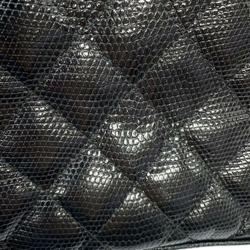 シャネル チェーンショルダーバッグ マトラッセ ココマーク タッセル リザード CHANEL 黒