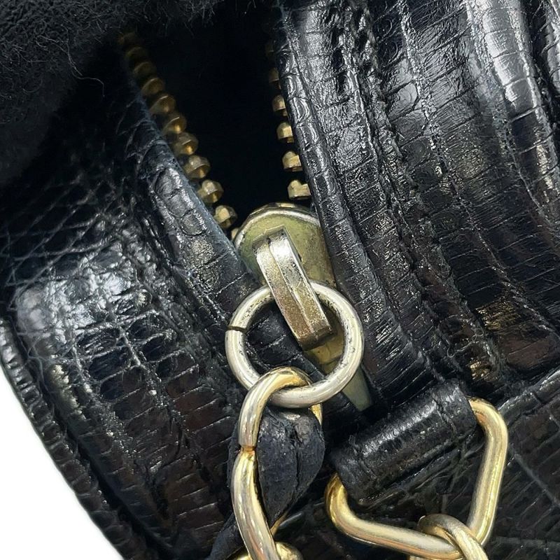 シャネル チェーンショルダーバッグ マトラッセ ココマーク タッセル リザード CHANEL 黒