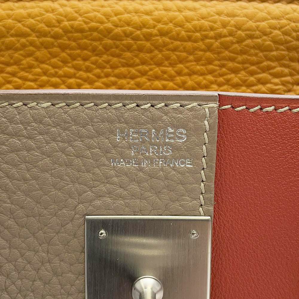 エルメス バーキン30 カザック トゥルティエールグレー/サンギーヌ/ムタード/マットシルバー金具 マットシルバー金具 □P刻印