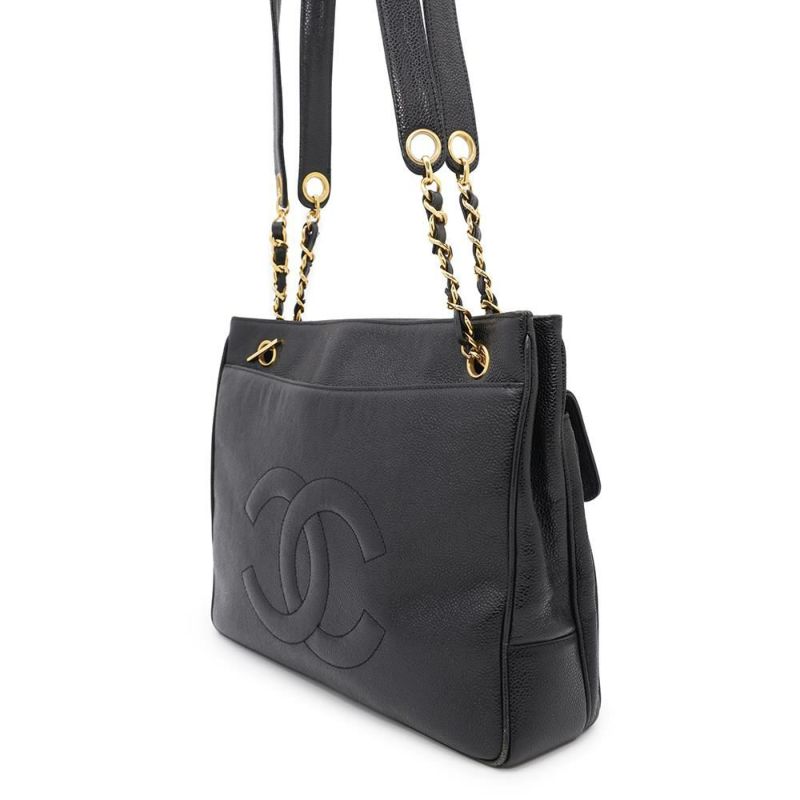 シャネル チェーントートバッグ デカココ キャビアスキン A03682 CHANEL 黒