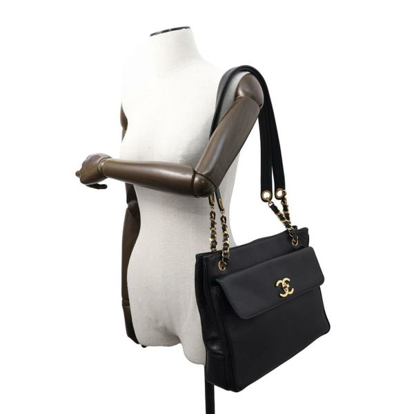 シャネル チェーントートバッグ デカココ キャビアスキン A03682 CHANEL 黒