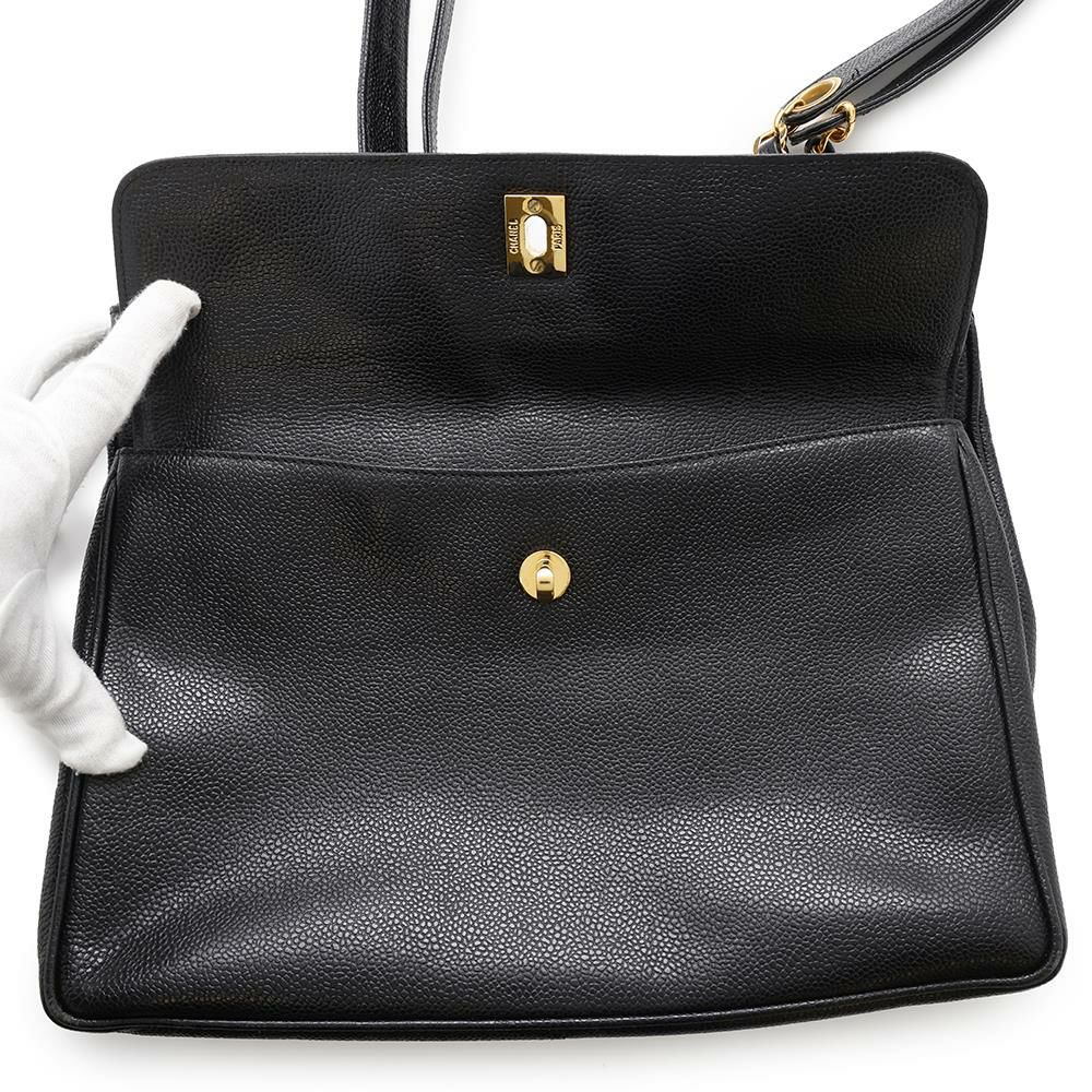 シャネル チェーントートバッグ デカココ キャビアスキン A03682 CHANEL 黒