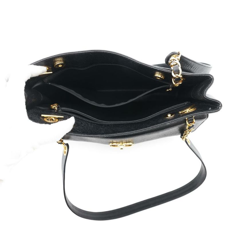 シャネル チェーントートバッグ デカココ キャビアスキン A03682 CHANEL 黒