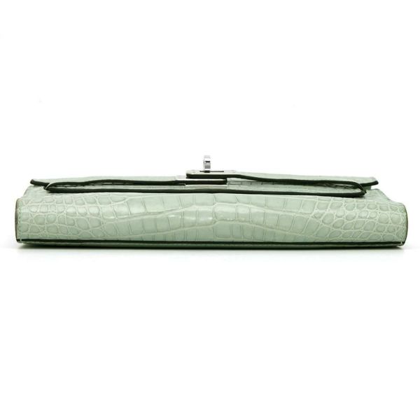 エルメス ケリーウォレット ロング トゥーゴー ヴェールデュープ/シルバー金具 アリゲーターマット W刻印