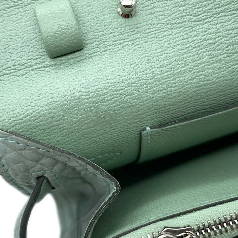 エルメス ケリーウォレット ロング トゥーゴー ヴェールデュープ/シルバー金具 アリゲーターマット W刻印