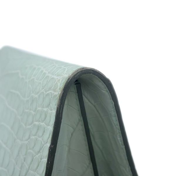 エルメス ケリーウォレット ロング トゥーゴー ヴェールデュープ/シルバー金具 アリゲーターマット W刻印