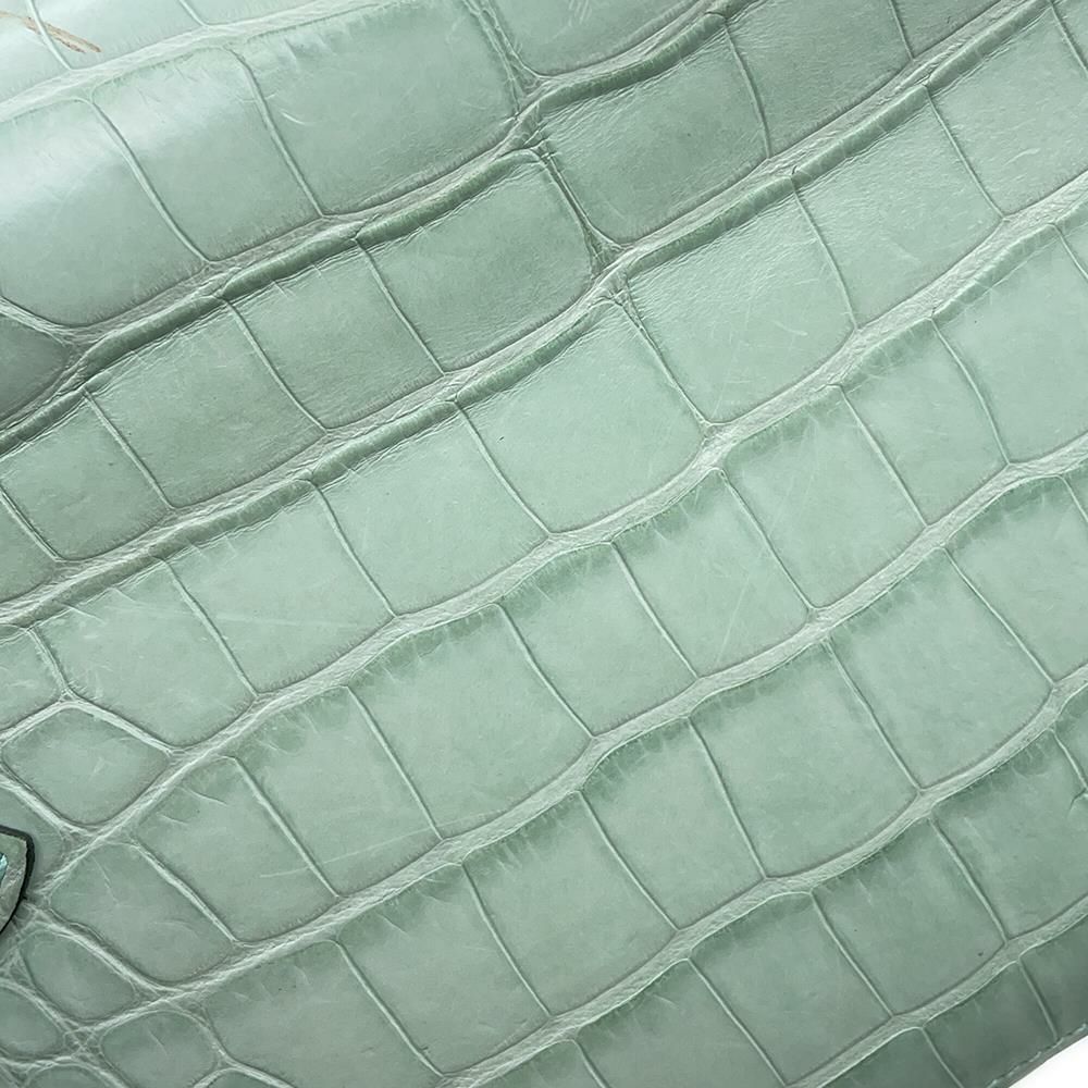 エルメス ケリーウォレット ロング トゥーゴー ヴェールデュープ/シルバー金具 アリゲーターマット W刻印