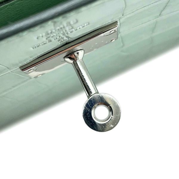 エルメス ケリーウォレット ロング トゥーゴー ヴェールデュープ/シルバー金具 アリゲーターマット W刻印