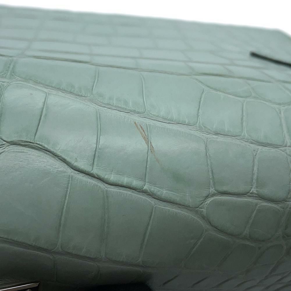 エルメス ケリーウォレット ロング トゥーゴー ヴェールデュープ/シルバー金具 アリゲーターマット W刻印