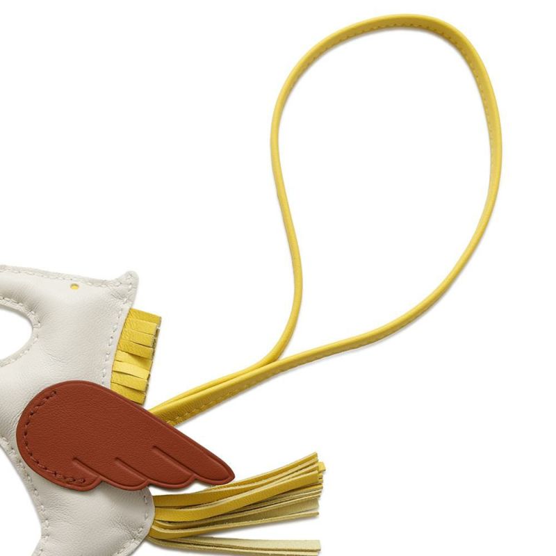 エルメス バッグチャーム ロデオPM ペガサス クレ/ジョーヌナプル/キュイーブル ラムスキン B刻印