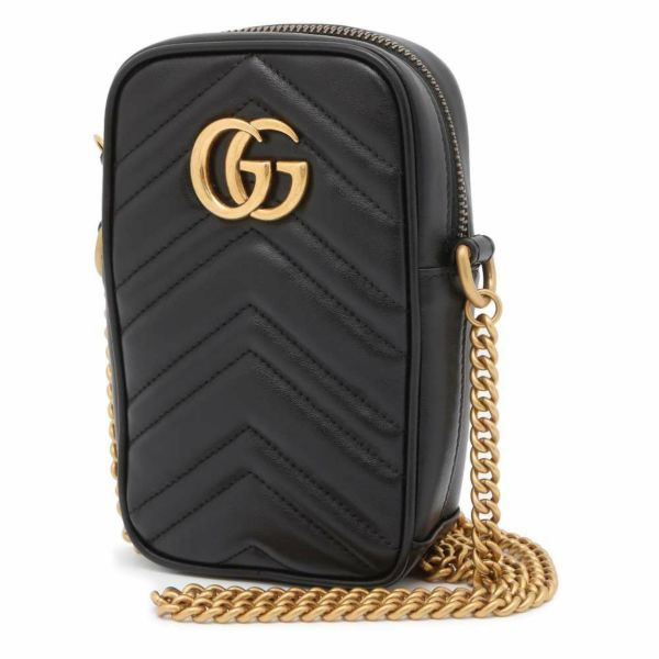 グッチ チェーンショルダーバッグ GGマーモント レザー 598597 GUCCI ミニバッグ 黒