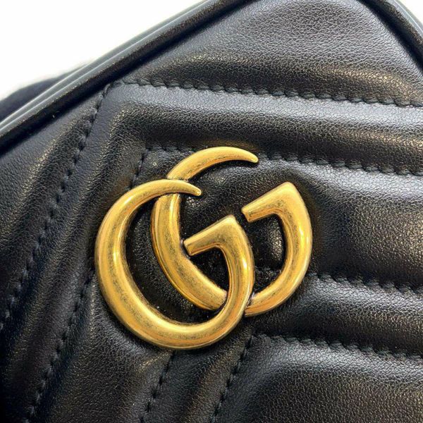 グッチ チェーンショルダーバッグ GGマーモント レザー 598597 GUCCI ミニバッグ 黒