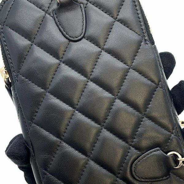 シャネル フォンケース チェーンショルダー ラムスキン ココマーク AP3739 CHANEL ポシェット 黒