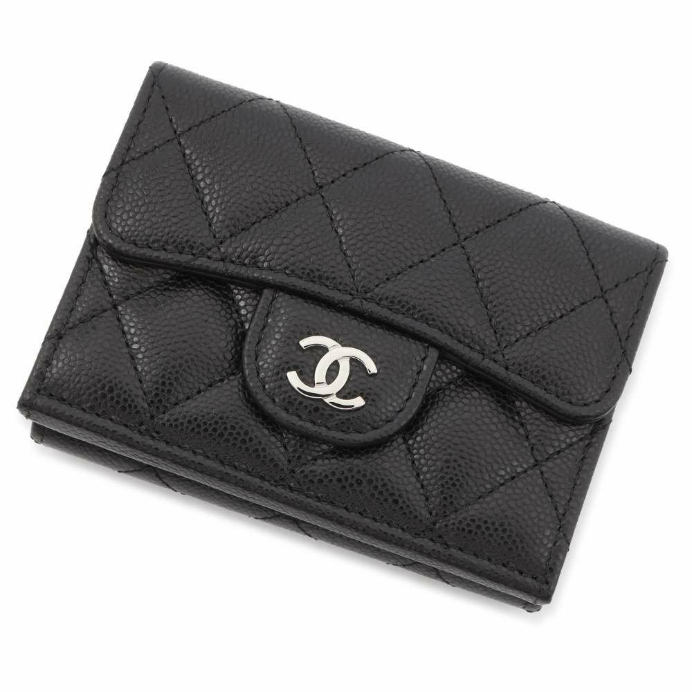 シャネル 三つ折り財布 マトラッセ ココマーク クラシック スモール フラップ ウォレット AP0230 CHANEL 黒