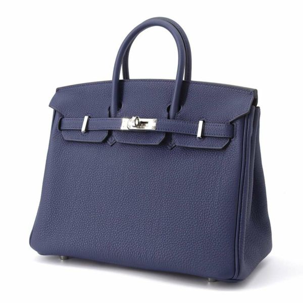 エルメス バーキン25 ブルーネイビー/シルバー金具 トゴ B刻印 HERMES Birkin ハンドバッグ