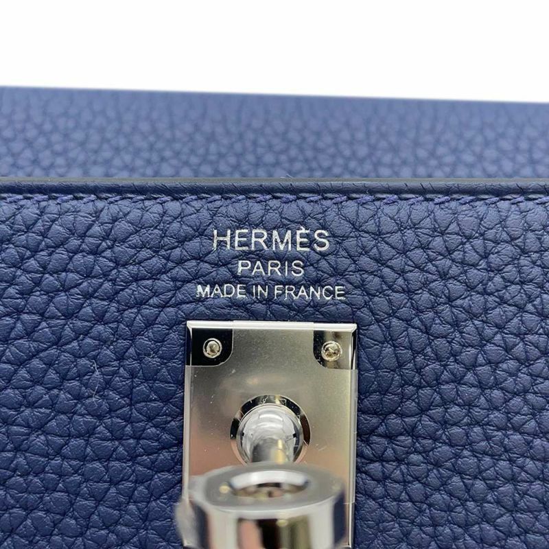 エルメス ハンドバッグ ケリー25 内縫い ブルーアンクル/シルバー金具 トゴ B刻印 HERMES 2way