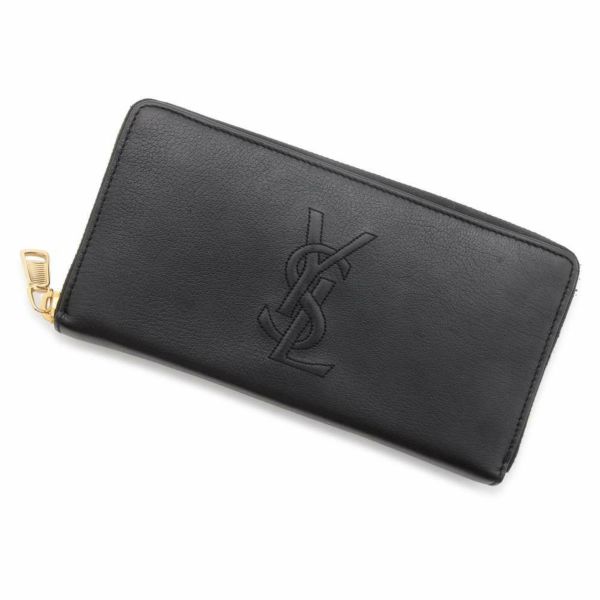 サンローランパリ 長財布 YSL レザー 352904 Yves Saint Laurent 財布 ラウンドファスナー黒