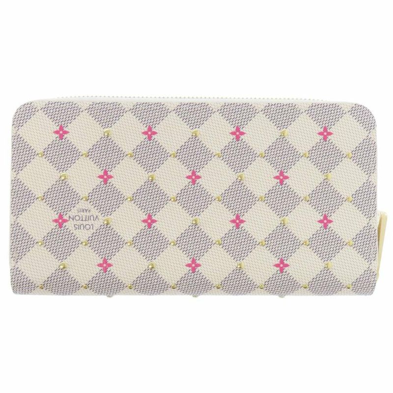 ルイヴィトン 長財布 ダミエ・アズール スタッズ ジッピー・ウォレット N64615 LOUIS VUITTON フューシャ