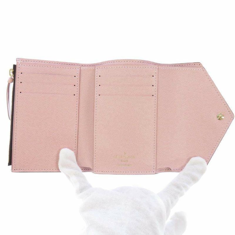 ルイヴィトン 三つ折り財布 モノグラム ポルトフォイユ・ヴィクトリーヌ M62360 ヴィトン ピンク コンパクト財布