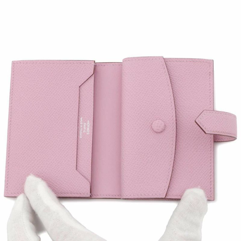 エルメス カードケース ベアン ミニ モーヴシルベストル/シルバー金具 ヴォーエプソン B刻印 財布