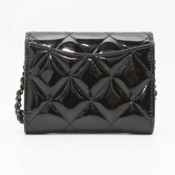 シャネル チェーンウォレット マトラッセ ココマーク ミニ パテント AP0238 CHANEL 財布 黒