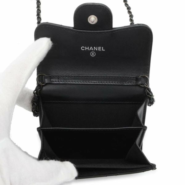 シャネル チェーンウォレット マトラッセ ココマーク ミニ パテント AP0238 CHANEL 財布 黒