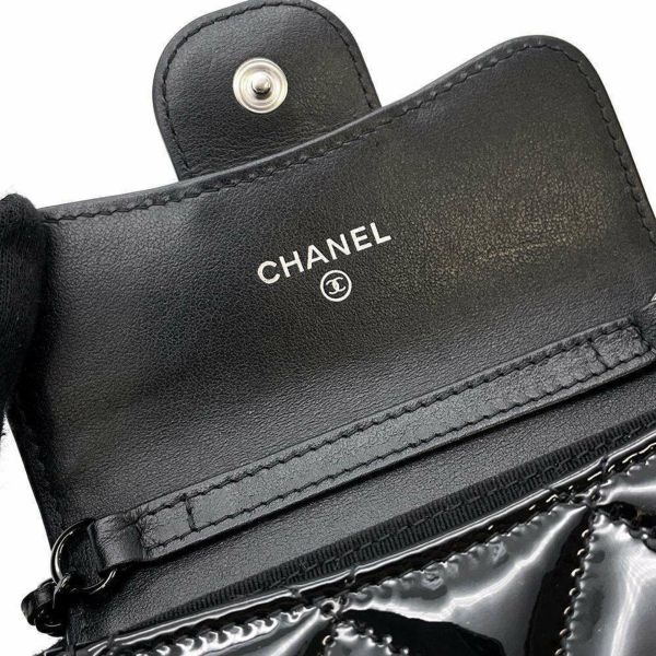 シャネル チェーンウォレット マトラッセ ココマーク ミニ パテント AP0238 CHANEL 財布 黒