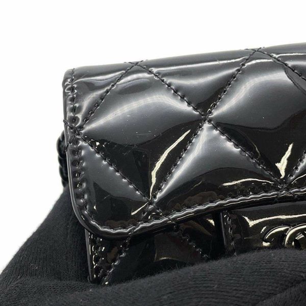 シャネル チェーンウォレット マトラッセ ココマーク ミニ パテント AP0238 CHANEL 財布 黒