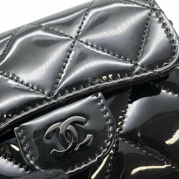 シャネル チェーンウォレット マトラッセ ココマーク ミニ パテント AP0238 CHANEL 財布 黒