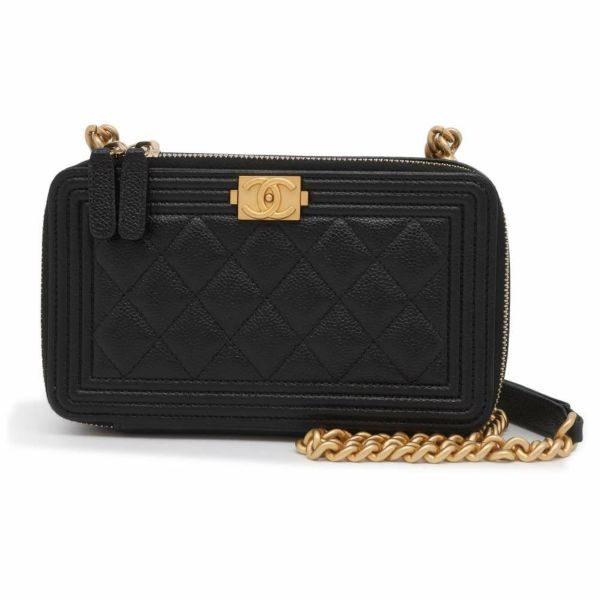 シャネル フォンケース ボーイシャネル キャビアスキン AP2756 CHANEL ポシェット 黒 | 中古・新品ブランド販売ギャラリーレア公式通販