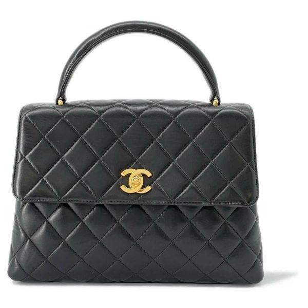 シャネル ハンドバッグ マトラッセ ココマーク ラムスキン CHANEL バッグ 黒