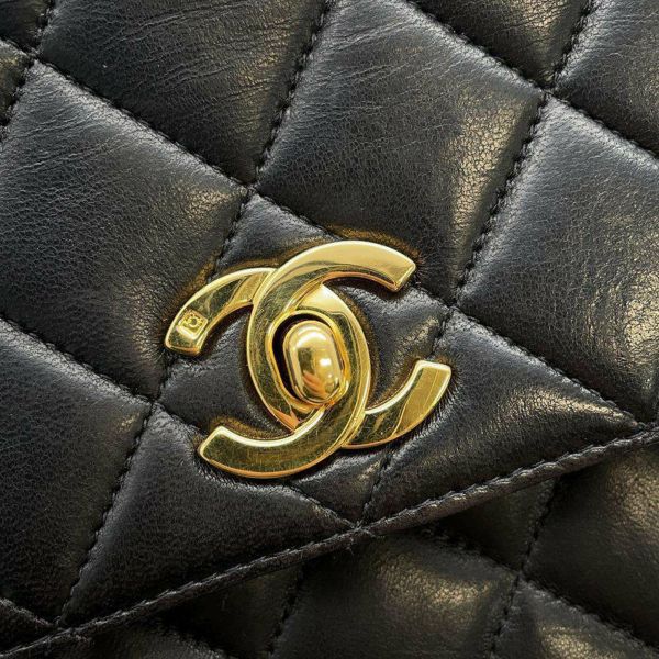 シャネル ハンドバッグ マトラッセ ココマーク ラムスキン CHANEL バッグ 黒