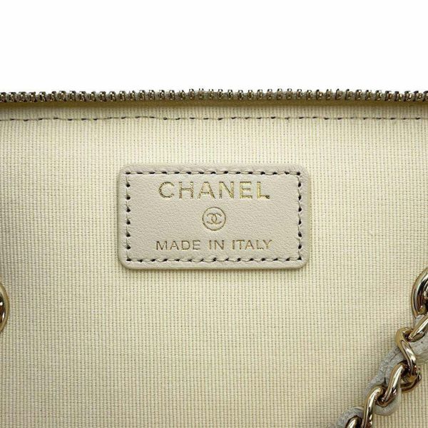 シャネル チェーンショルダーバッグ バニティケース ココマーク マトラッセ キャビアスキン AP1341 CHANEL 白