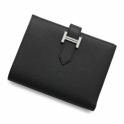 エルメス 二つ折り財布 ベアンコンパクト ブラック/シルバー金具