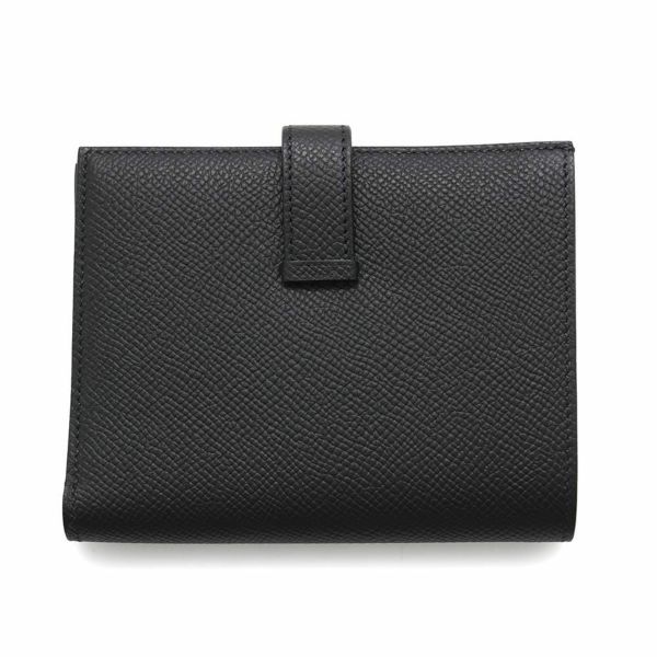 エルメス 二つ折り財布 ベアンコンパクト ブラック/シルバー金具
